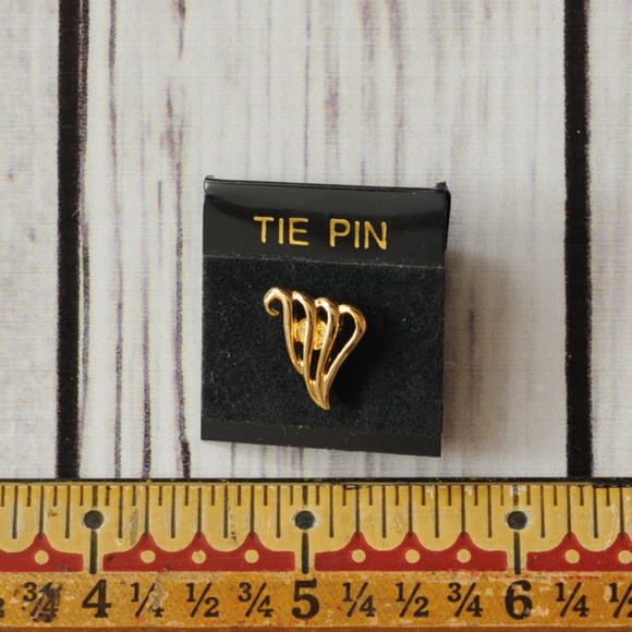 vintage gold tone art tie pin tack mens - Picture 4 of 8